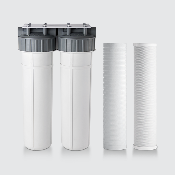 20 Inch Two Stage Unit_PP Sediment_Carbon Bock Filter Cartridges_Combo_736 x 736pxl