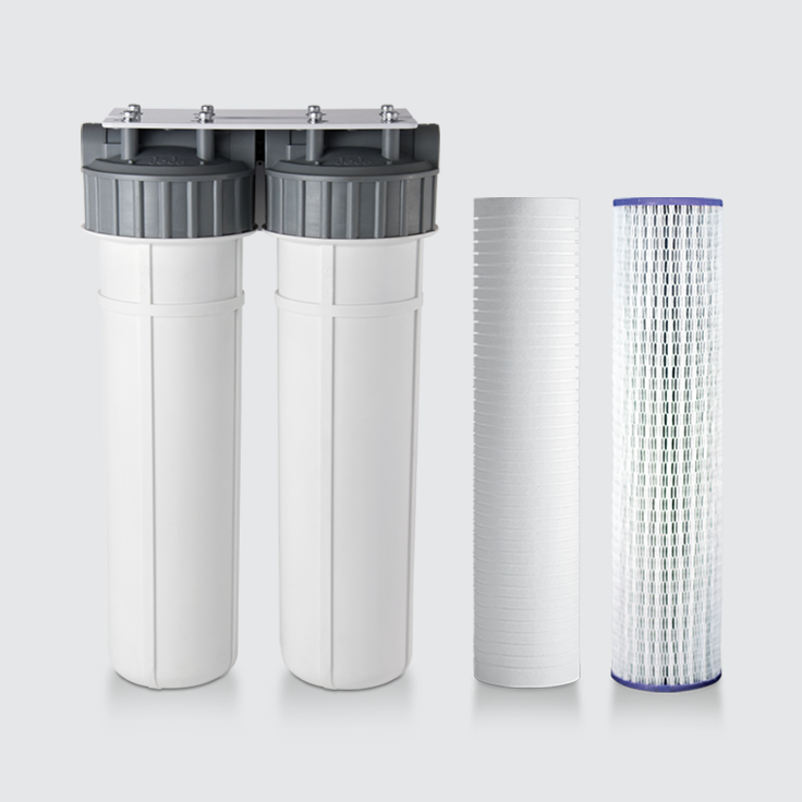 20 Inch Two Stage Unit_PP Sediment_Disruptor Filter Cartridges_Combo_736 x 736pxl